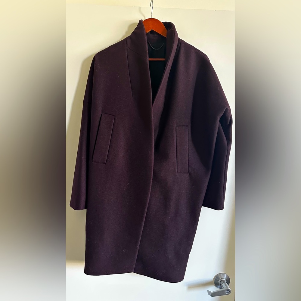 Dark Purple AllSaints Cocoon Wool Coat size Small